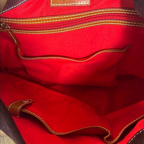 Dooney & Bourke Burgundy Fall Suede Leather Women's Bag and Matching Wallet Set - Picture 5 of 14